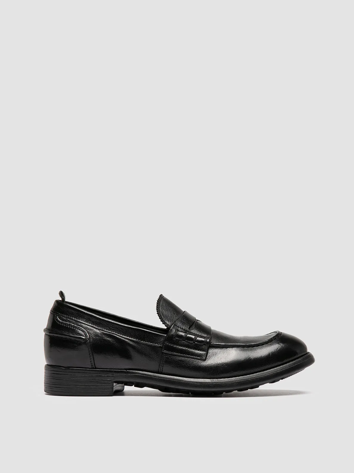 CHRONICLE 056 - Black Leather Penny Loafers,Men