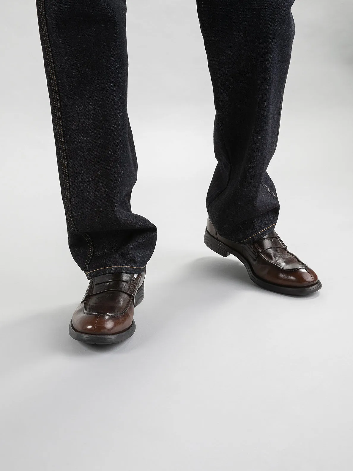 CHRONICLE 056 - Brown Leather Penny Loafers,Men