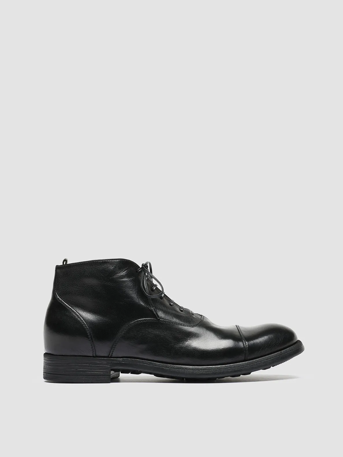 CHRONICLE 057 - Black Leather Lace Up Boots,Men Boots