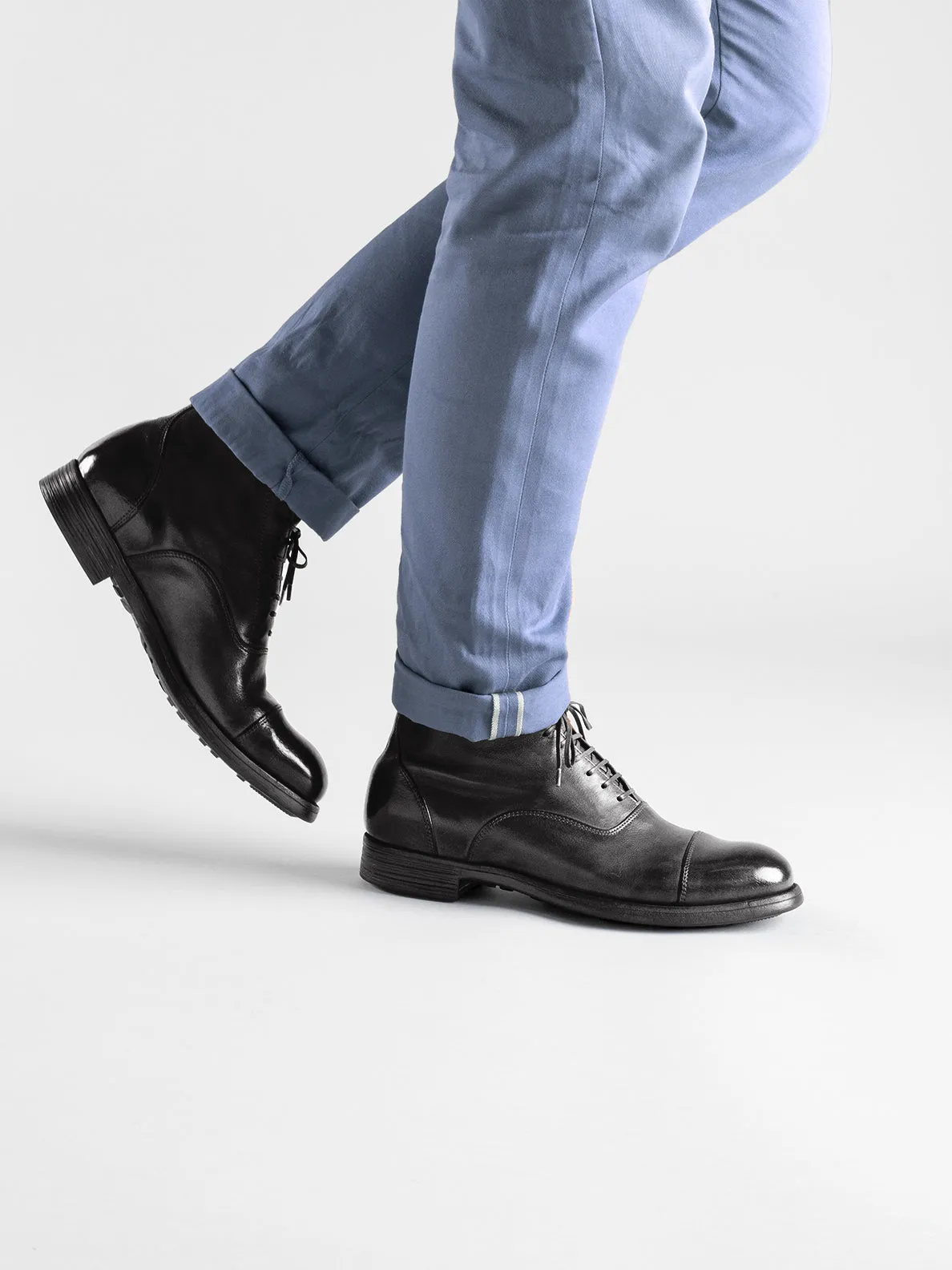 CHRONICLE 057 - Black Leather Lace Up Boots,Men Boots