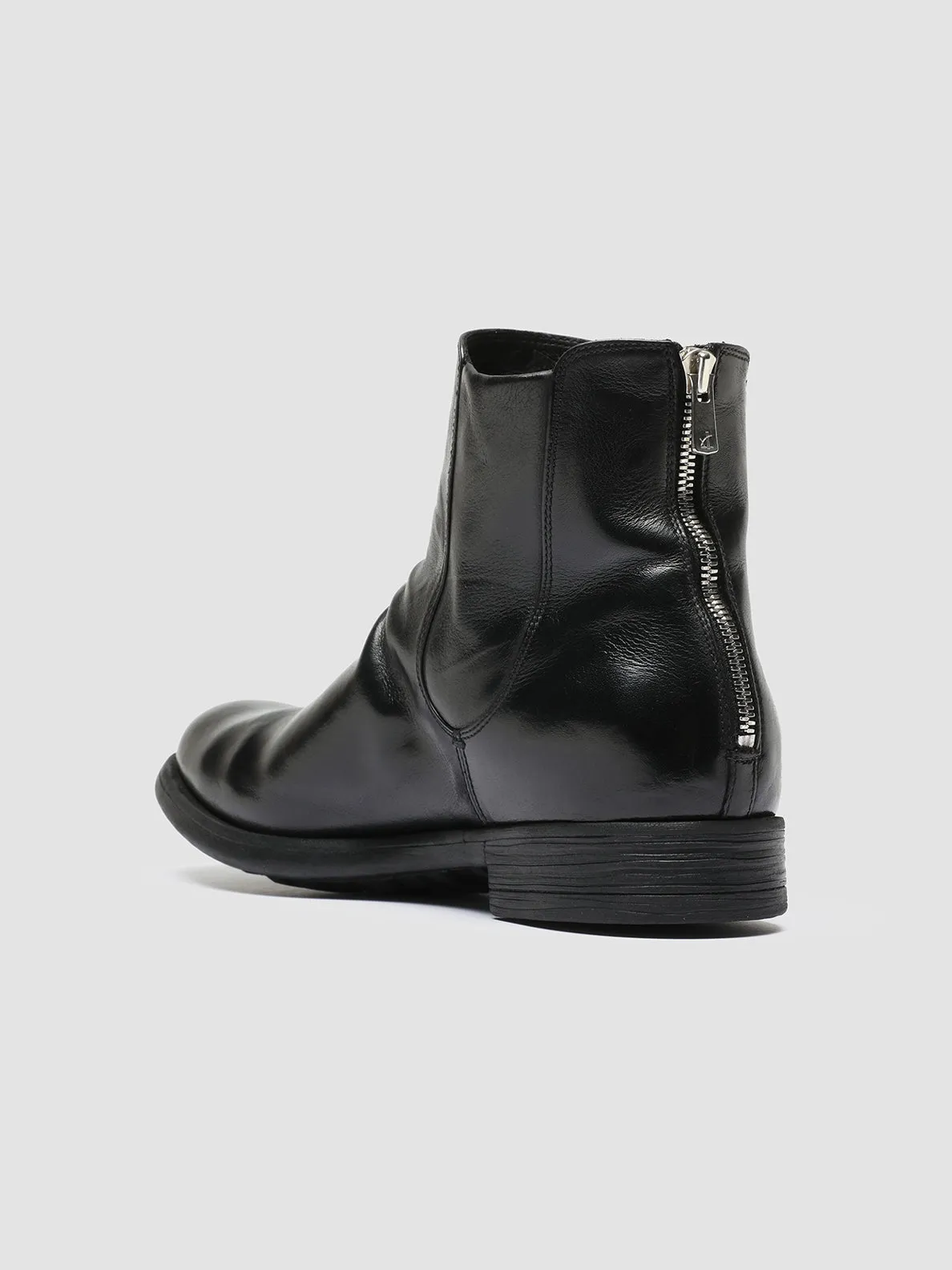 CHRONICLE 059 - Black Leather Zip Boots,Men Boots