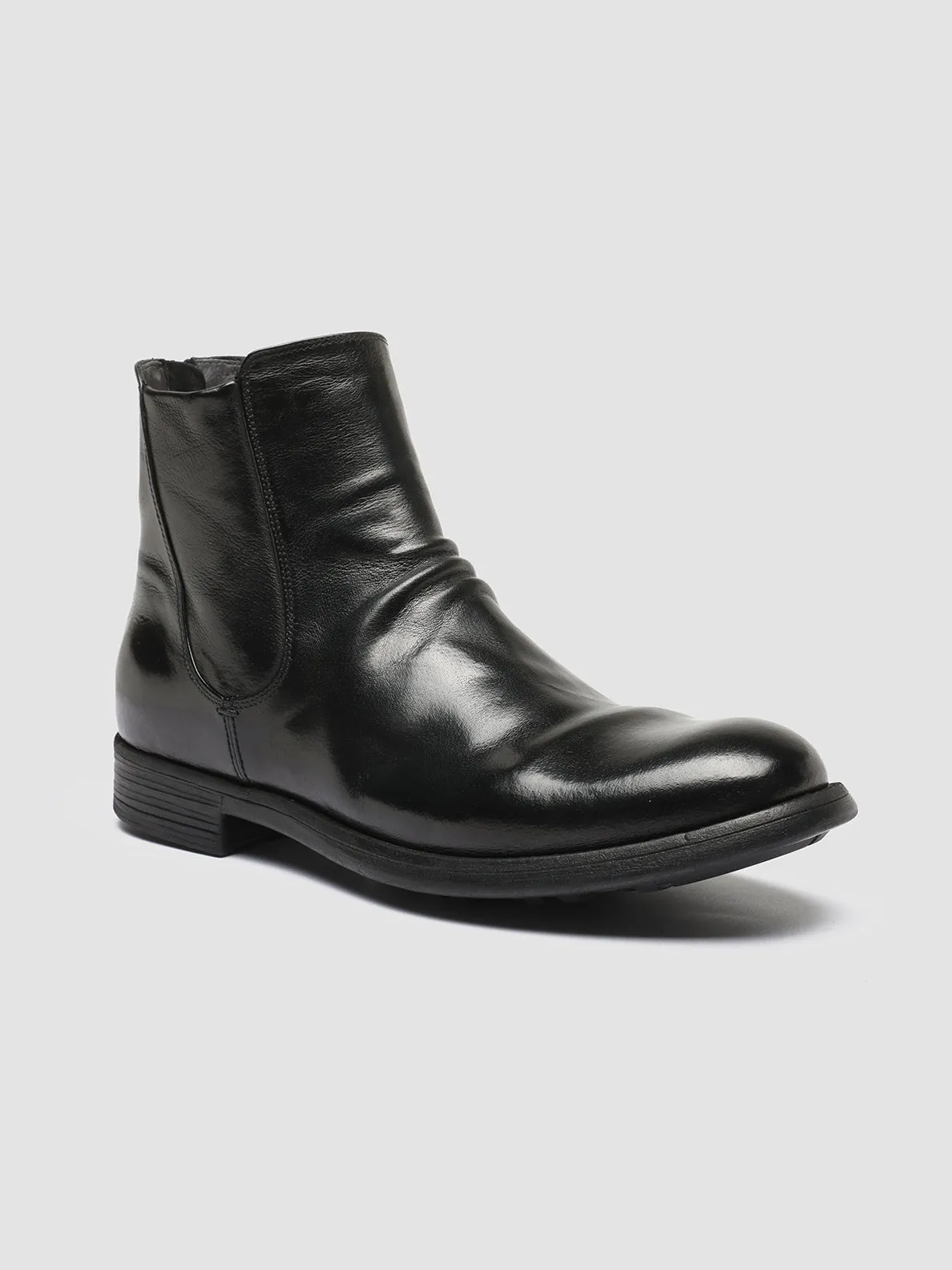 CHRONICLE 059 - Black Leather Zip Boots,Men Boots