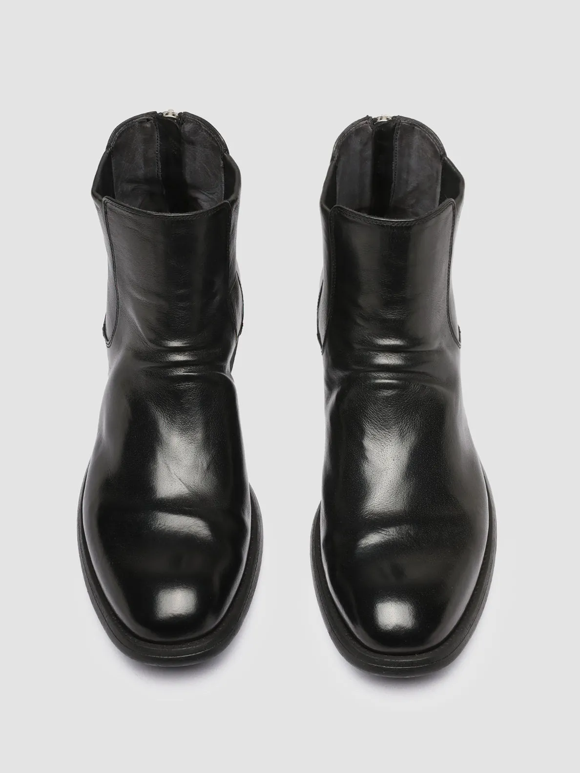 CHRONICLE 059 - Black Leather Zip Boots,Men Boots