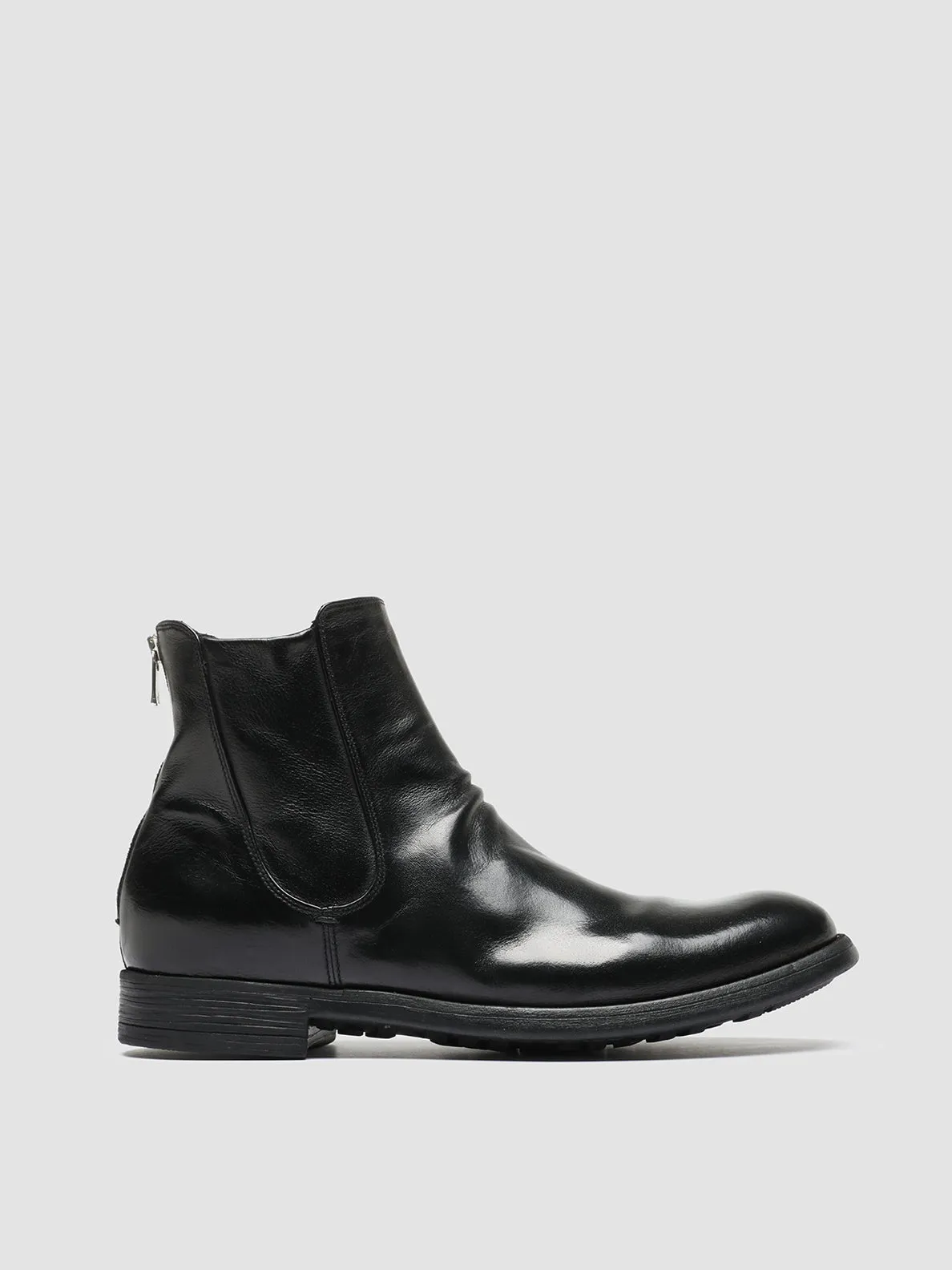 CHRONICLE 059 - Black Leather Zip Boots,Men Boots