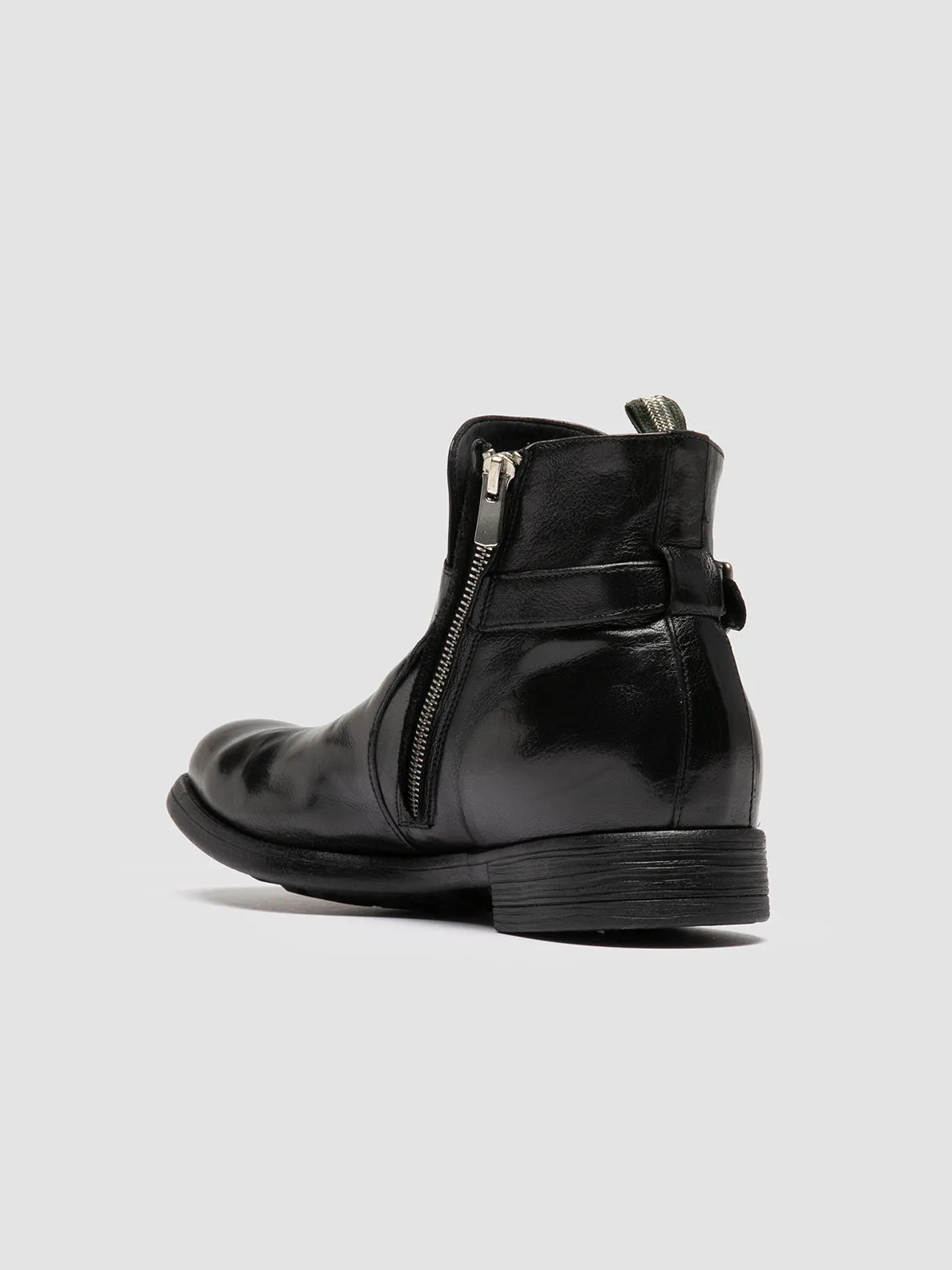 CHRONICLE 068 - Black Leather Zipped Boots,Men Boots