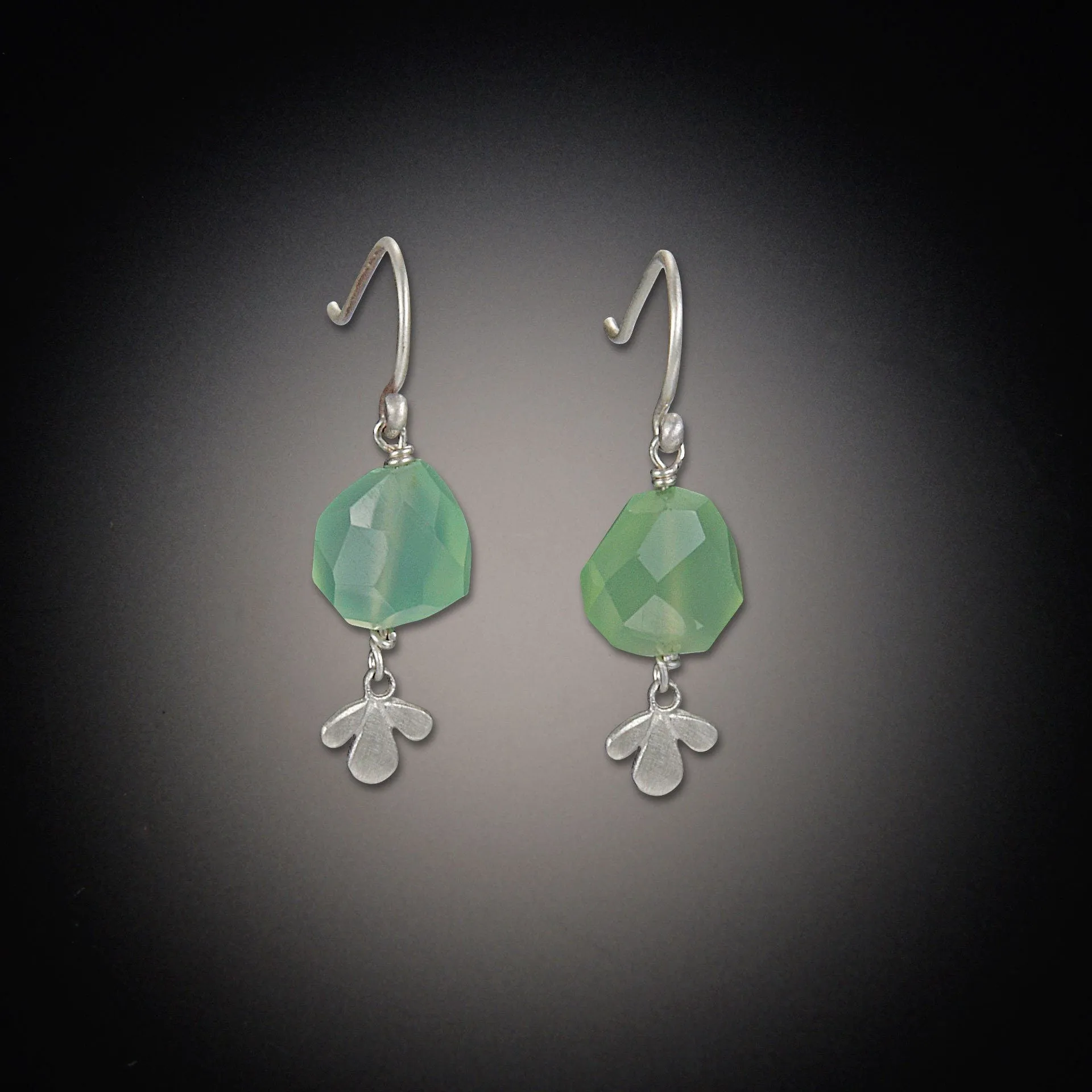 Chrysoprase Earrings with Leaf Trio,Jewelry Delicate & Elegant