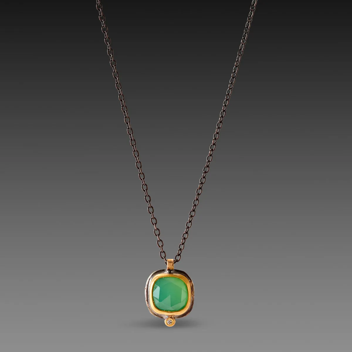 Chrysoprase Necklace with Diamond,Jewelry Delicate & Elegant