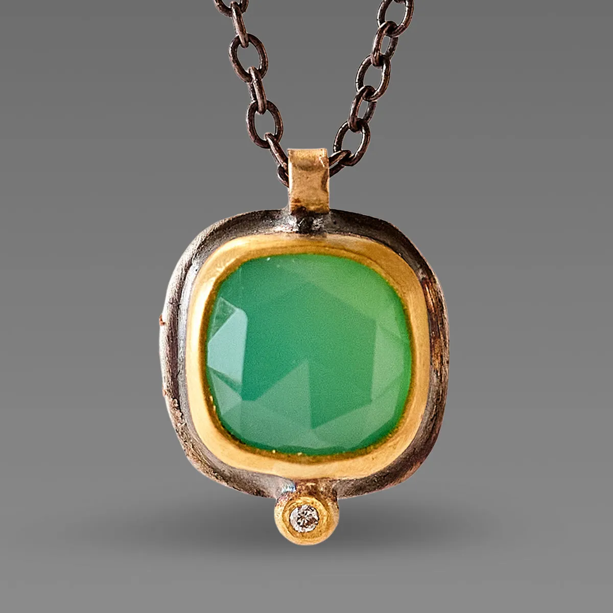 Chrysoprase Necklace with Diamond,Jewelry Delicate & Elegant