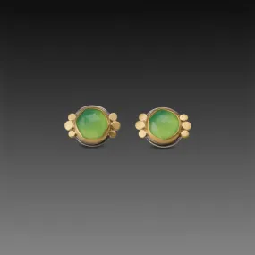 Chrysoprase Stud Earrings with Trios,Jewelry Delicate & Elegant