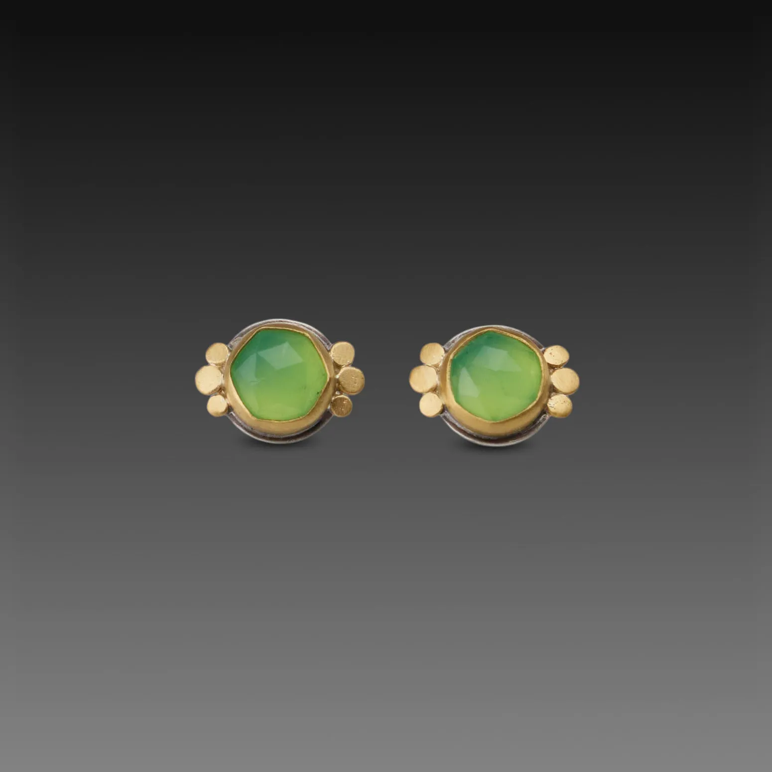 Chrysoprase Stud Earrings with Trios,Jewelry Delicate & Elegant