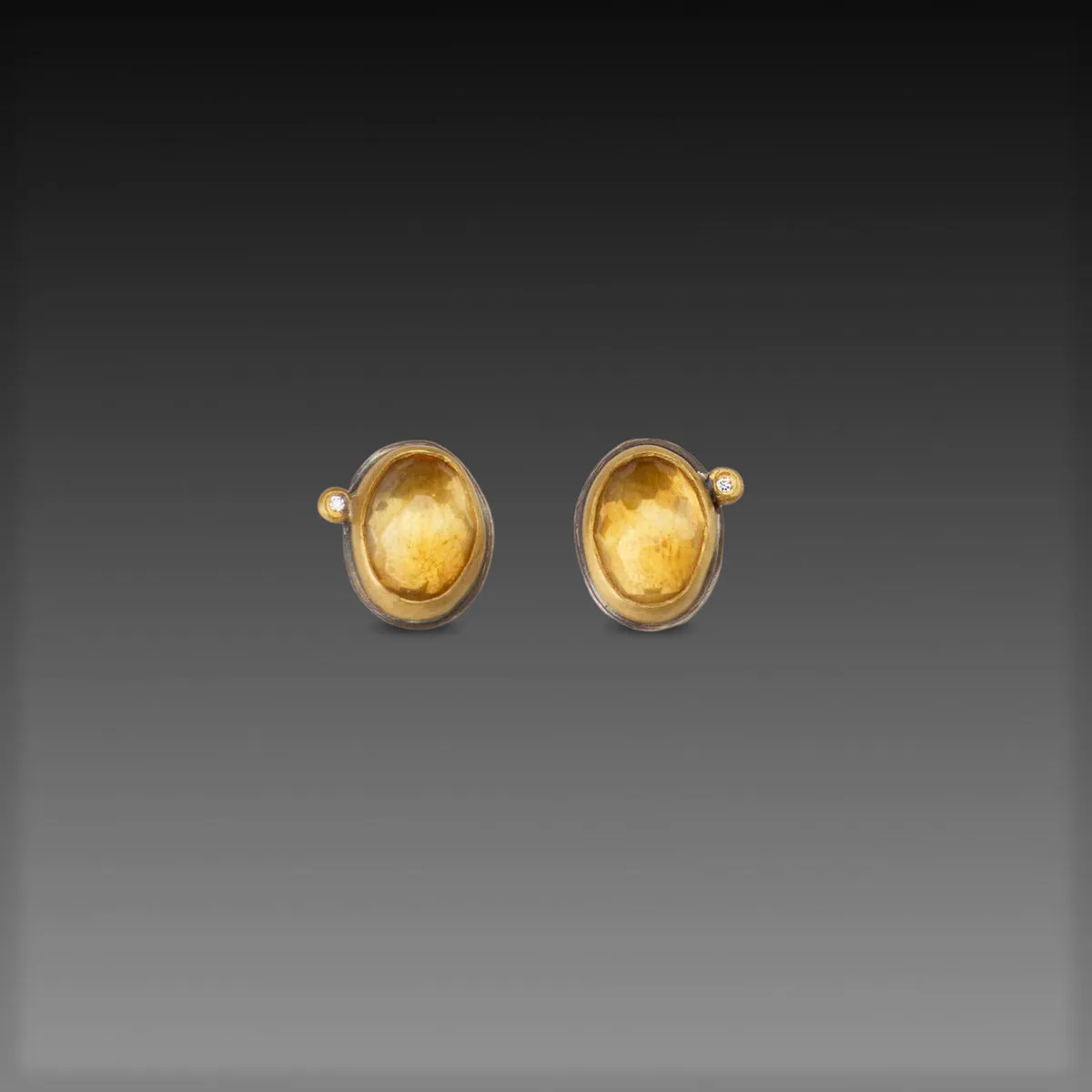 Citrine Stud Earrings with Diamonds,Jewelry Delicate & Elegant