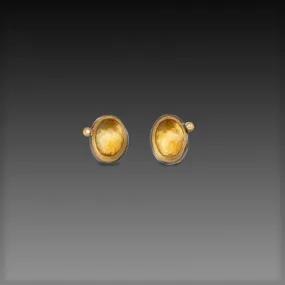 Citrine Stud Earrings with Diamonds,Jewelry Delicate & Elegant