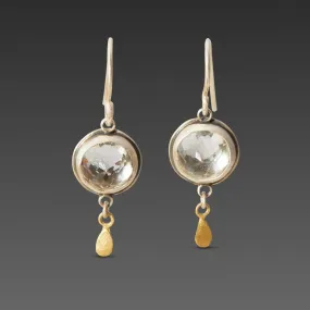 Clear Topaz Earrings with 22k Gold Drops,Jewelry Delicate & Elegant