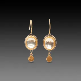 Clear Topaz Earrings with 22k Gold Drops,Jewelry Delicate & Elegant