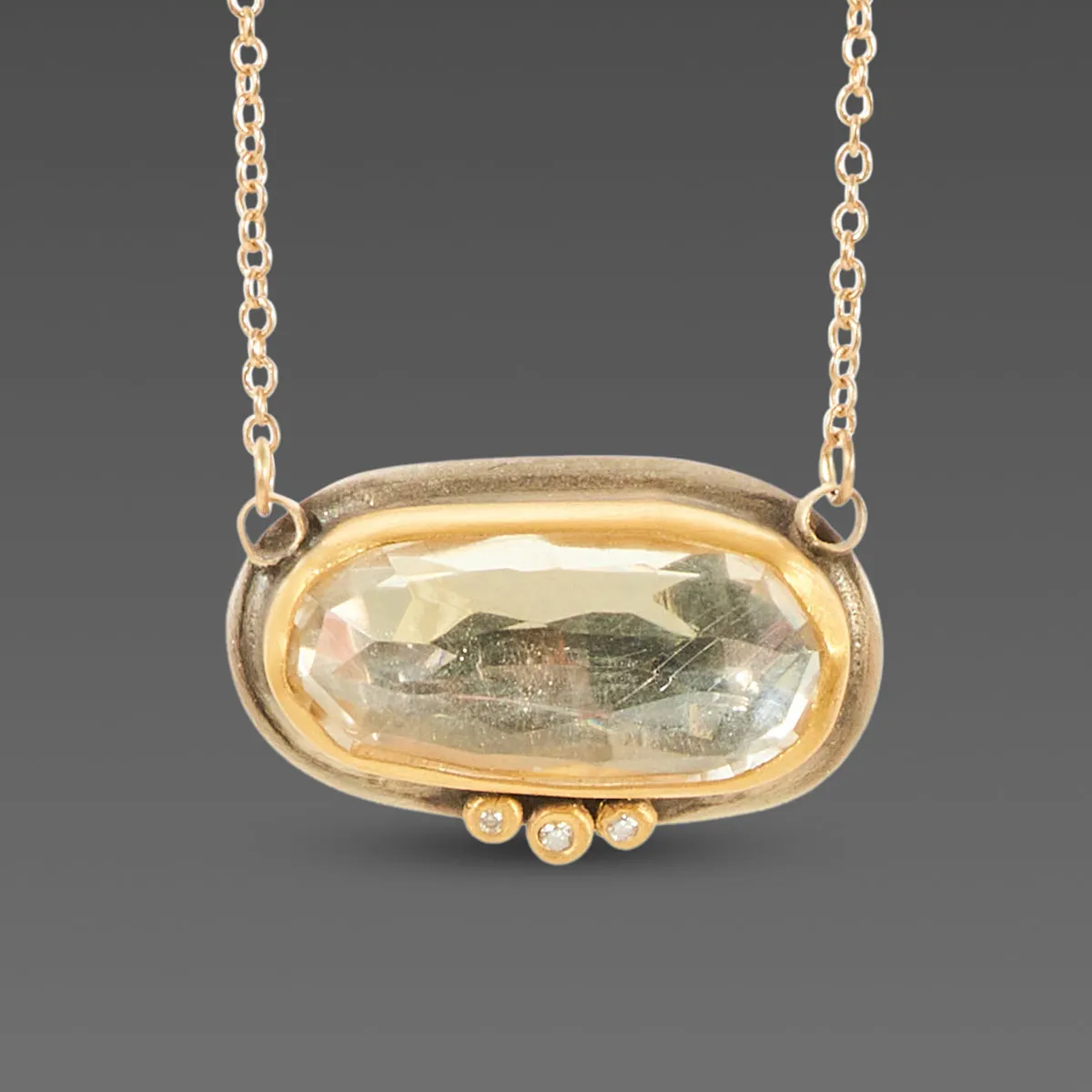 Clear Topaz Necklace with Diamond Trio,Jewelry Delicate & Elegant