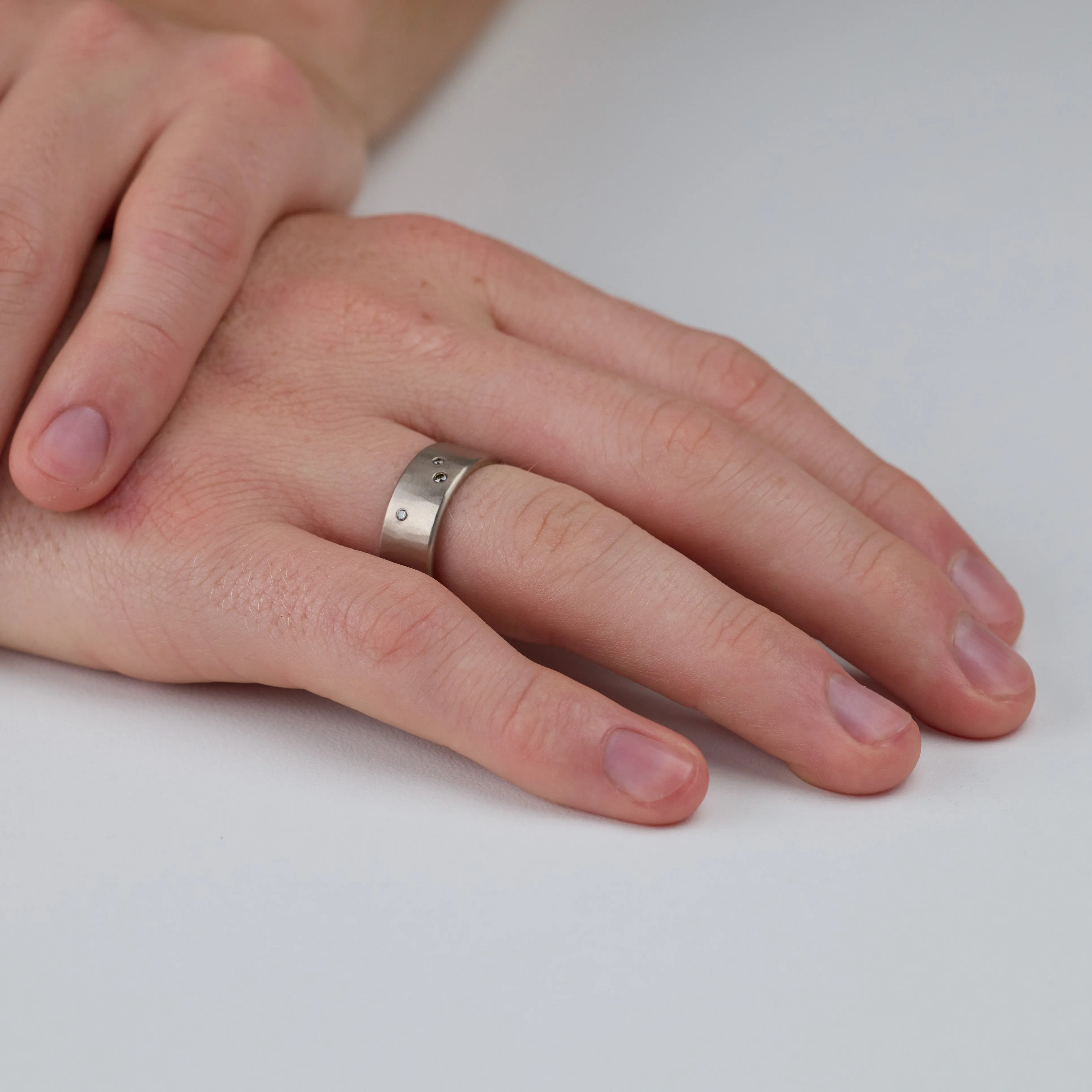 Constellation Band in 18k White Gold,Men Rings
