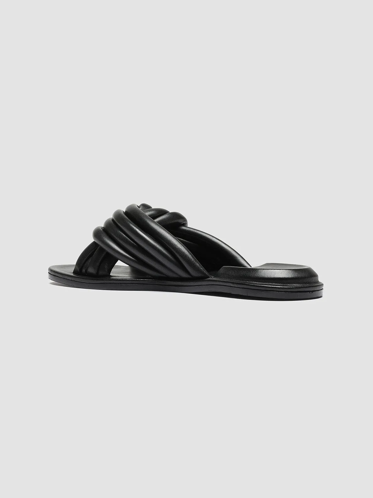 CYBILLE 004 - Black Leather Slide Sandals,Women Sandals