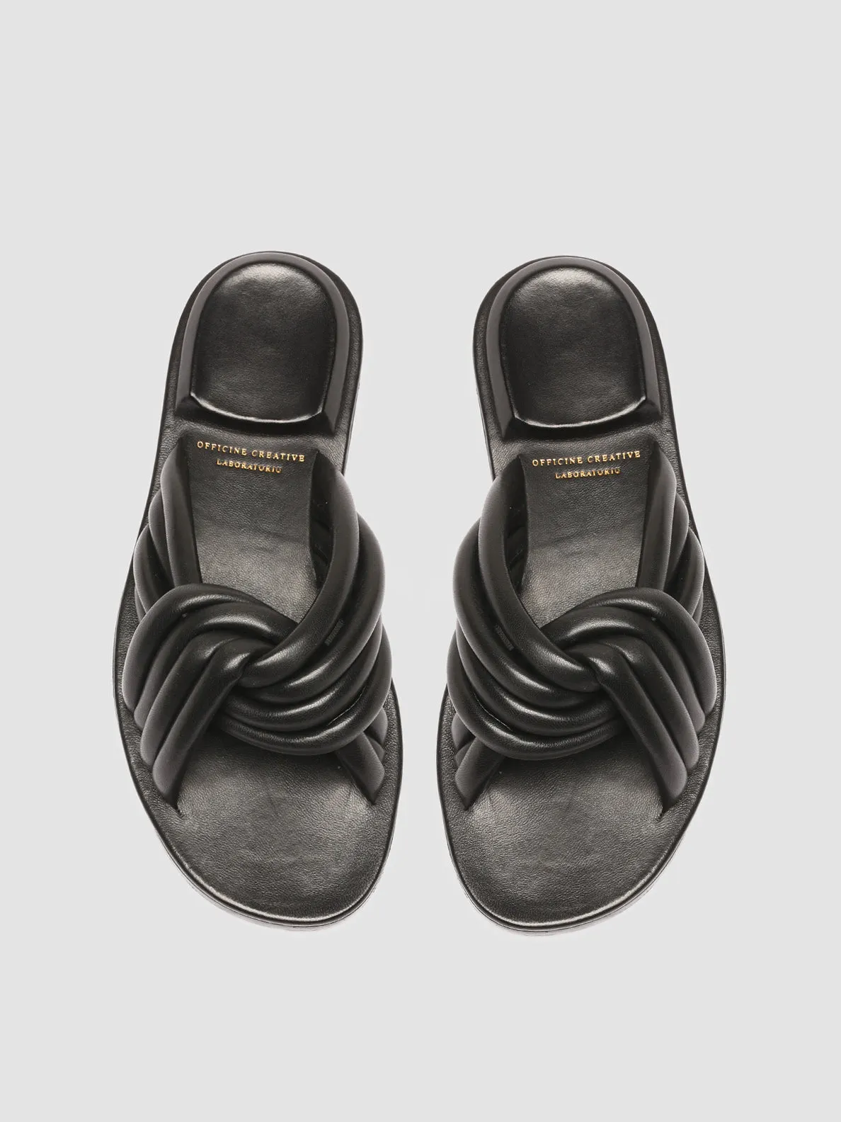 CYBILLE 004 - Black Leather Slide Sandals,Women Sandals