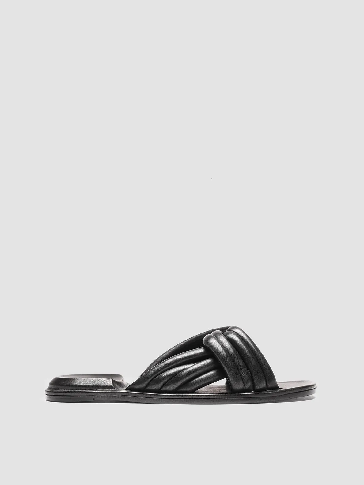 CYBILLE 004 - Black Leather Slide Sandals,Women Sandals