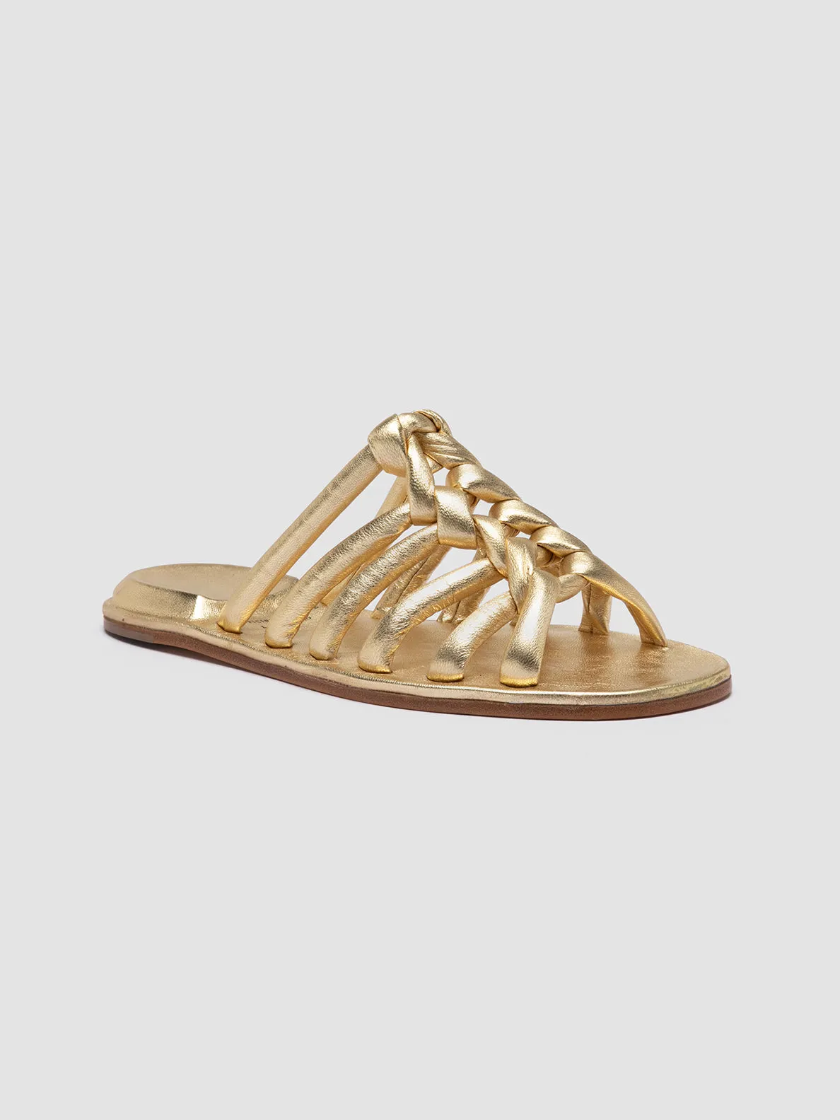 CYBILLE 016 - Gold Leather Slide Sandals,Women Sandals