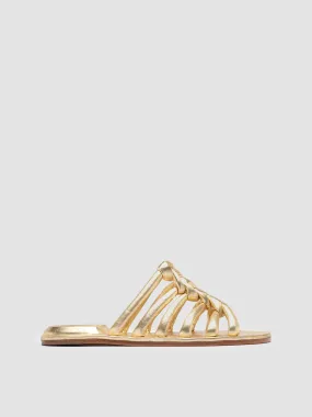 CYBILLE 016 - Gold Leather Slide Sandals,Women Sandals