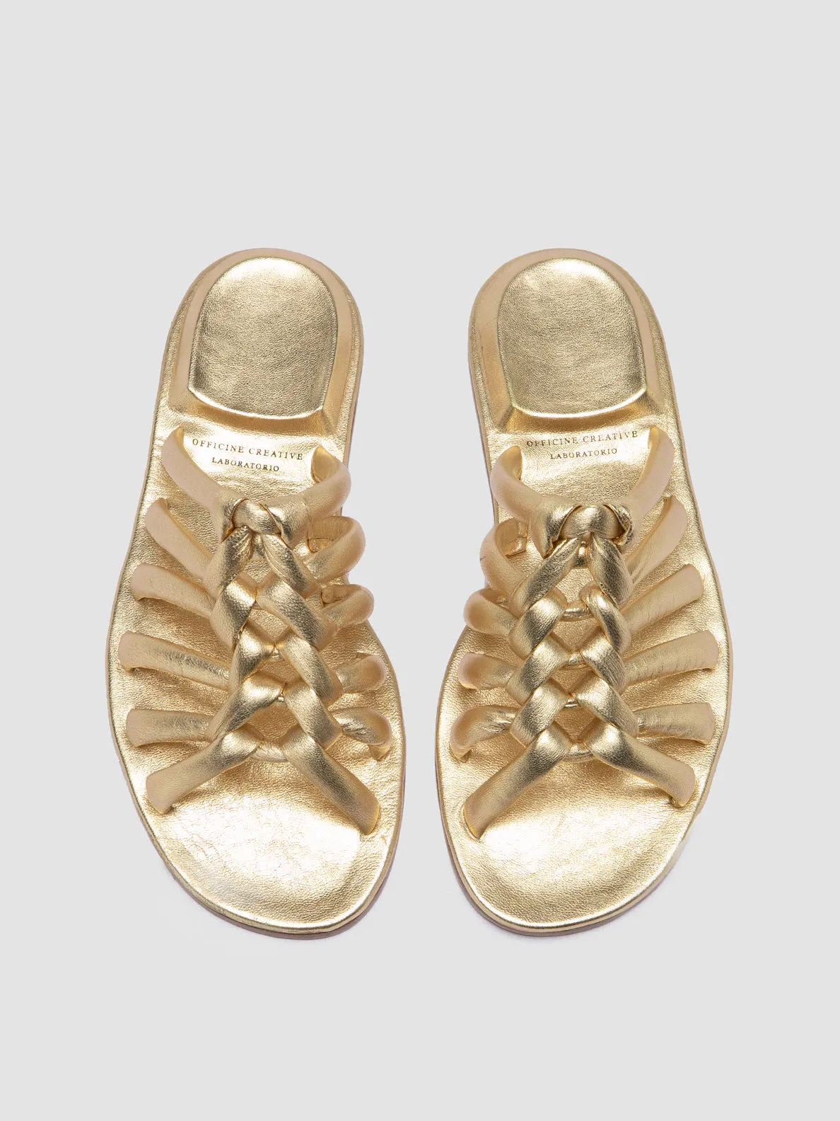 CYBILLE 016 - Gold Leather Slide Sandals,Women Sandals