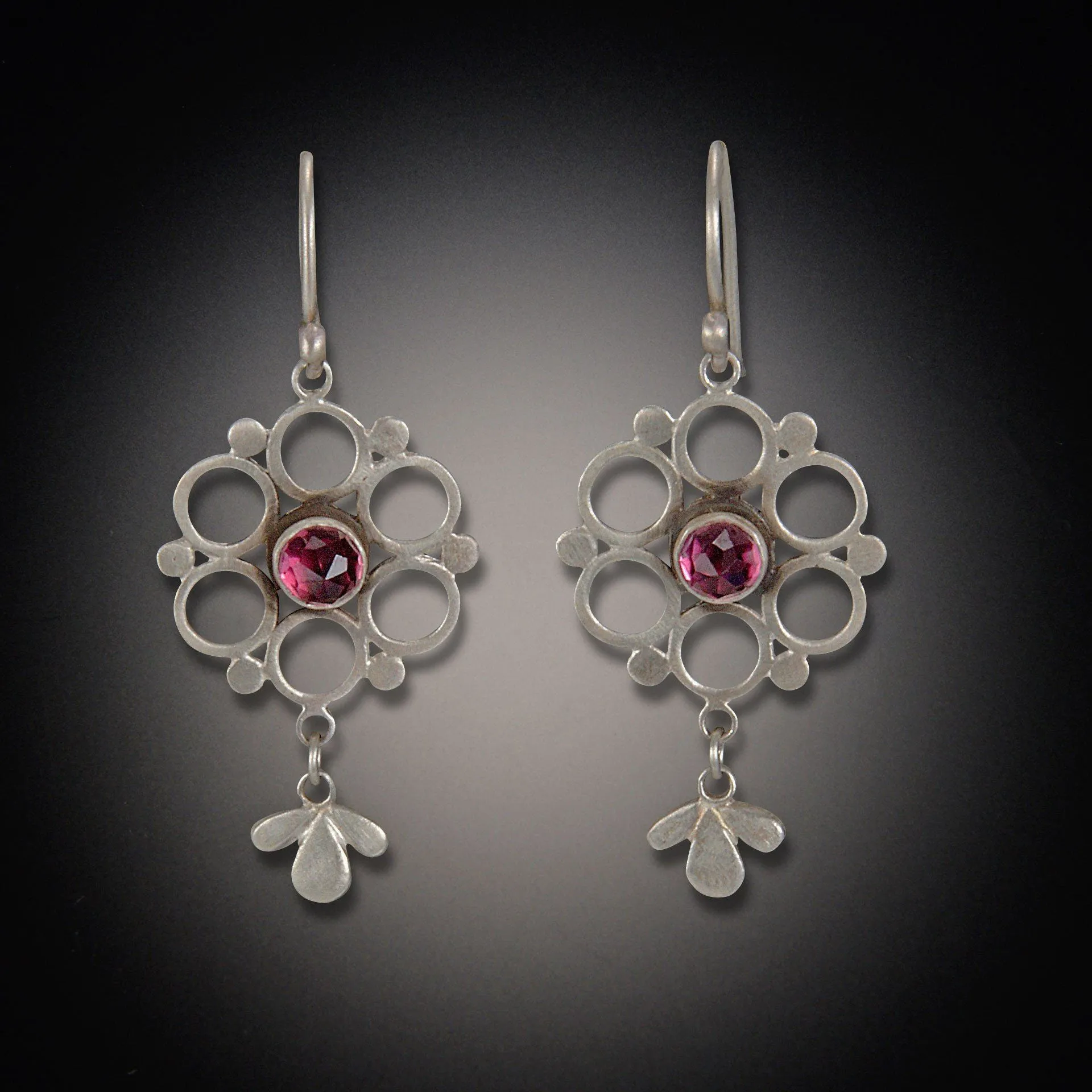 Delicate Garnet Mandala Earrings,Jewelry Delicate & Elegant