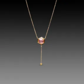 Delicate Pink Sapphire Necklace with Diamond Drop,Jewelry Delicate & Elegant
