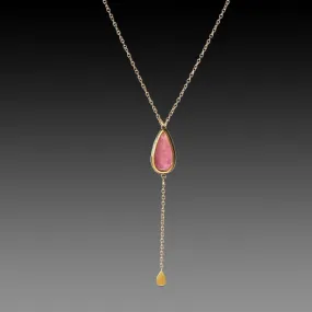 Delicate Pink Sapphire Necklace with Gold drop,Jewelry Delicate & Elegant