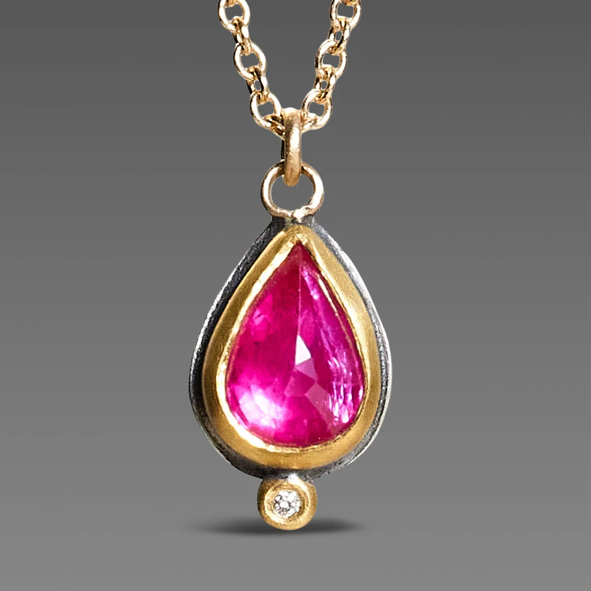 Delicate Ruby Teardrop Necklace,Jewelry Delicate & Elegant