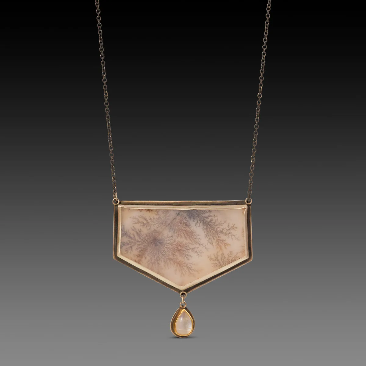 Dendritic Agate & Moonstone Drop Necklace,Jewelry Delicate & Elegant