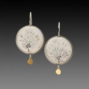 Dendritic Agate Earrings with Gold Disk,Jewelry Delicate & Elegant