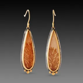 Dendritic Agate Earrings with Gold Trios,Jewelry Delicate & Elegant