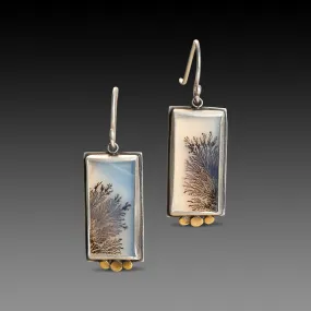 Dendritic Agate Earrings with Gold Trios,Jewelry Delicate & Elegant
