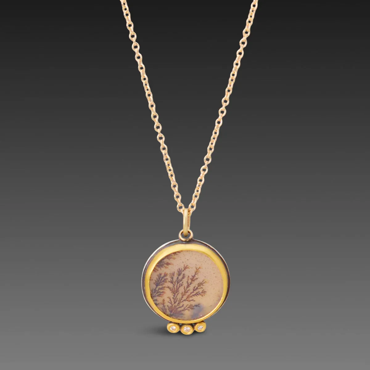 Dendritic Agate Necklace with Diamond,Jewelry Delicate & Elegant