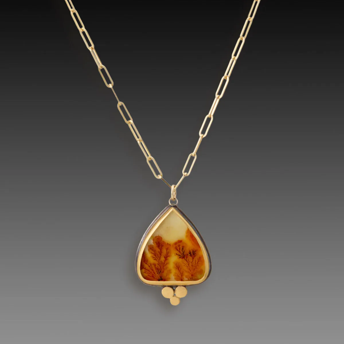 Dendritic Agate Necklace with Gold Trio,Jewelry Delicate & Elegant