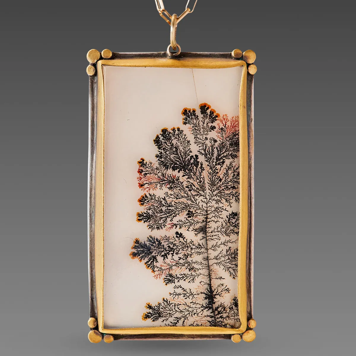 Dendritic Agate Necklace with Paperclip Chain,Jewelry Delicate & Elegant