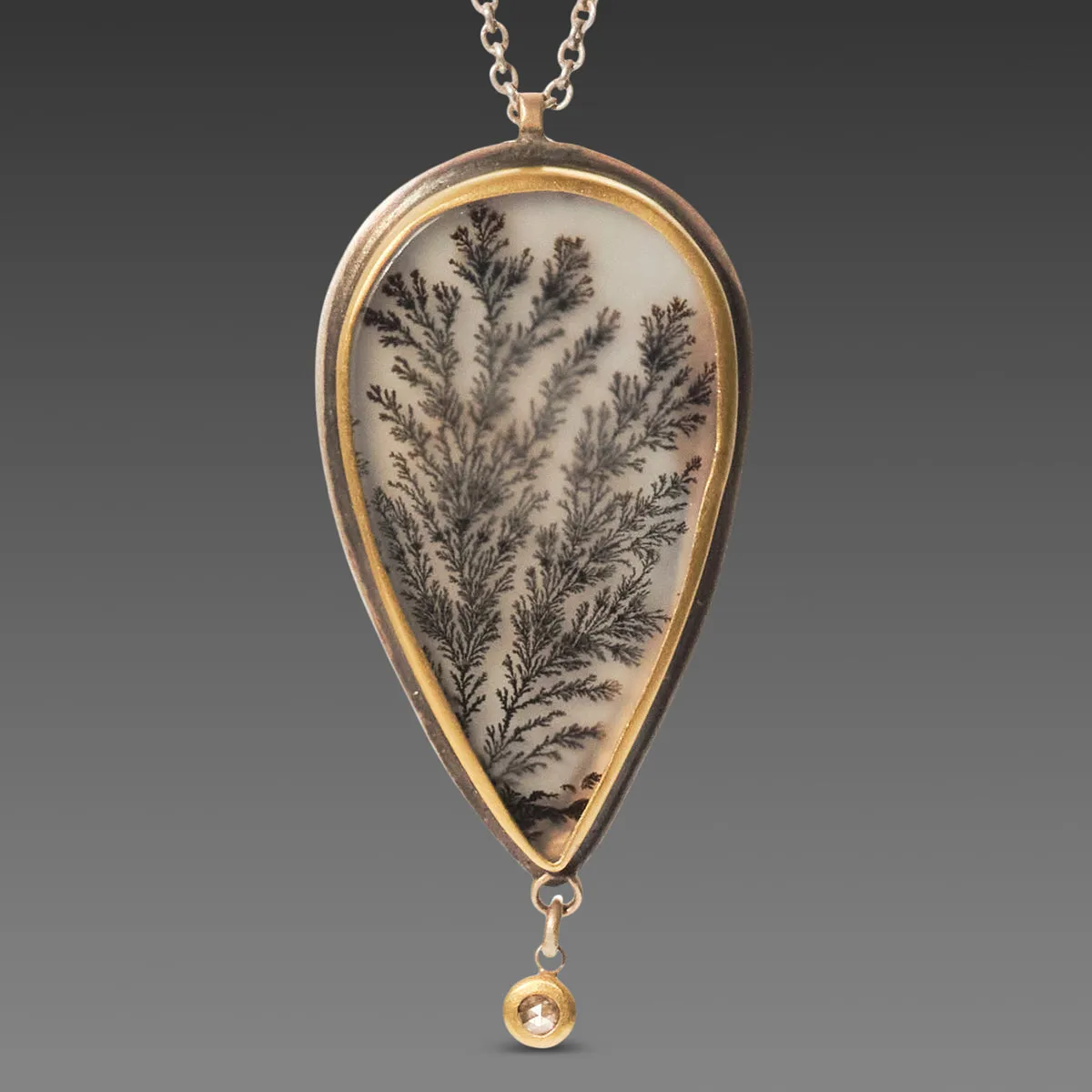Dendritic Agate Teardrop Necklace,Jewelry Delicate & Elegant