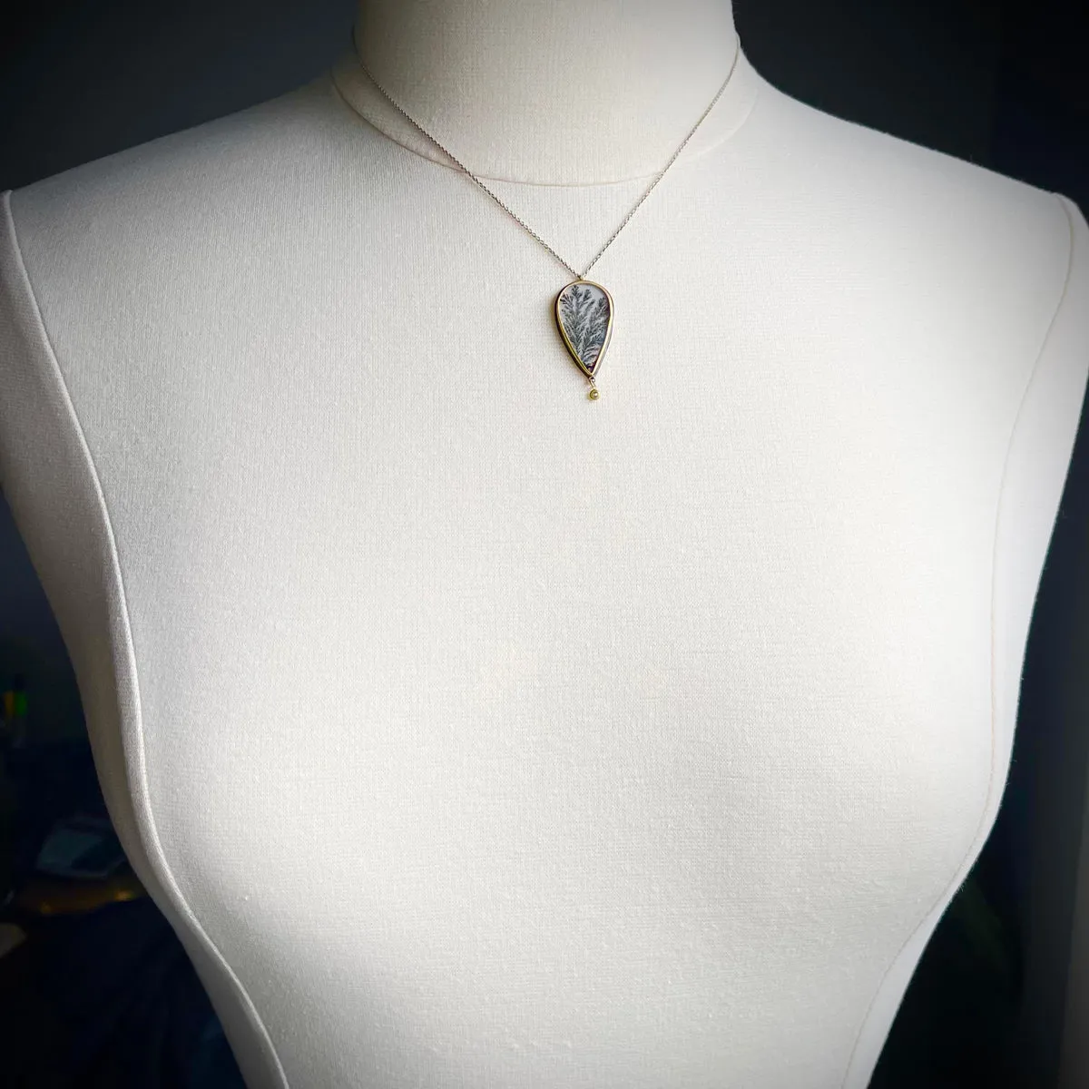 Dendritic Agate Teardrop Necklace,Jewelry Delicate & Elegant