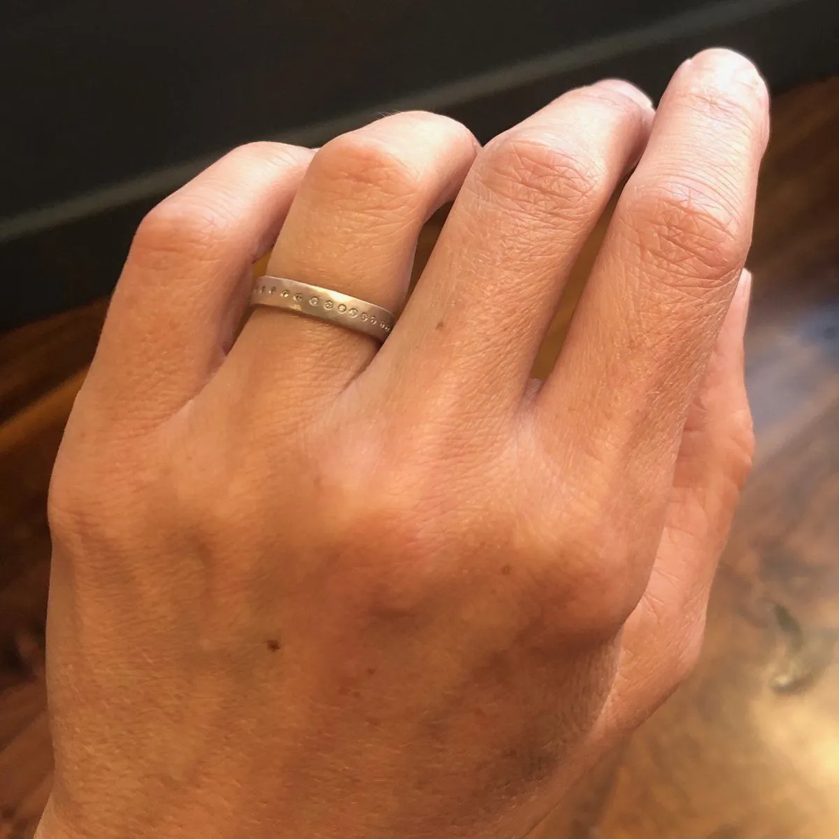 Diamond Line Band in White Gold,Men Rings