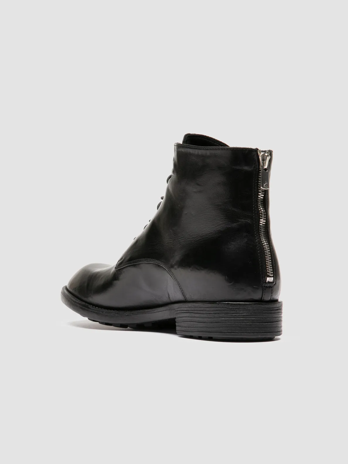 DIARY 010 - Black Leather Zipped Boots,Men Boots