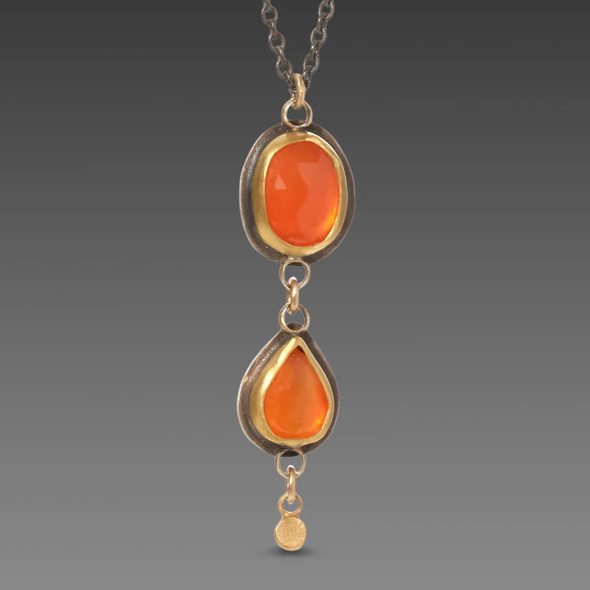 Double Carnelian Necklace with Gold Drop,Jewelry Delicate & Elegant