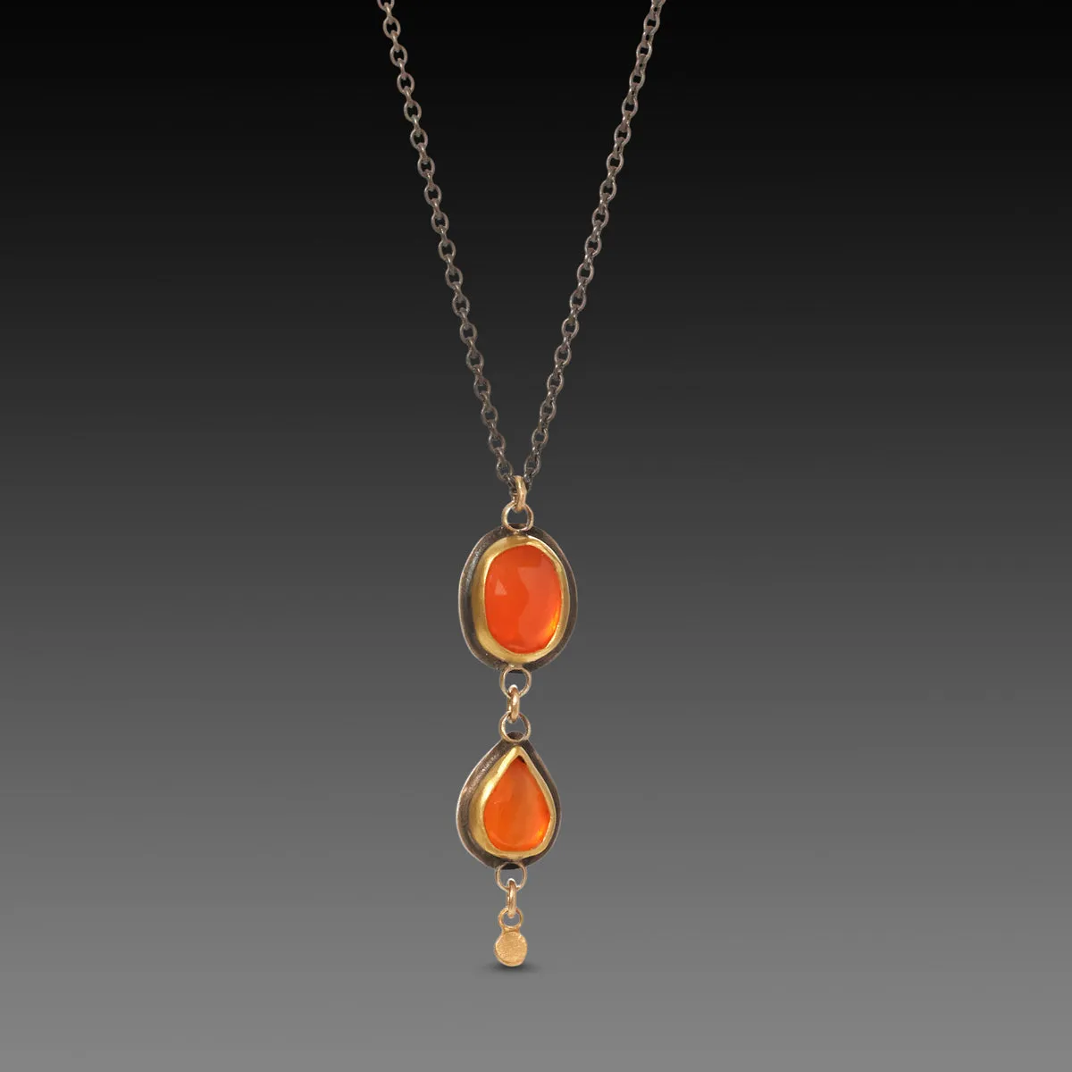 Double Carnelian Necklace with Gold Drop,Jewelry Delicate & Elegant