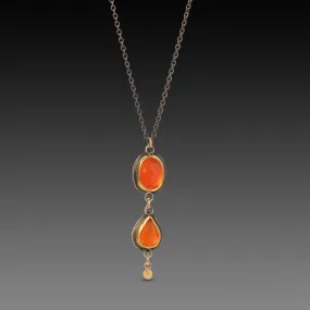 Double Carnelian Necklace with Gold Drop,Jewelry Delicate & Elegant