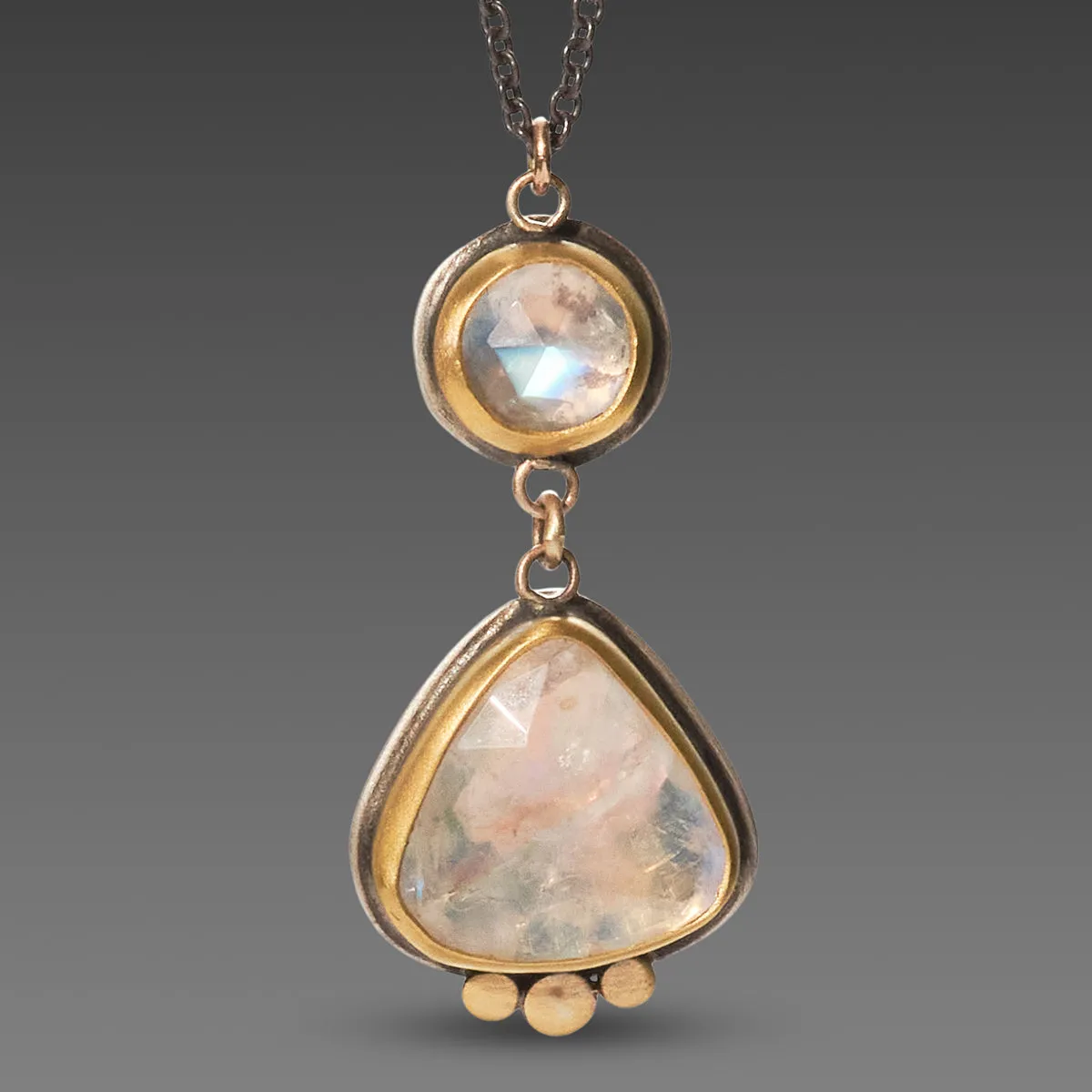 Double Rainbow Moonstone Necklace,Jewelry Delicate & Elegant