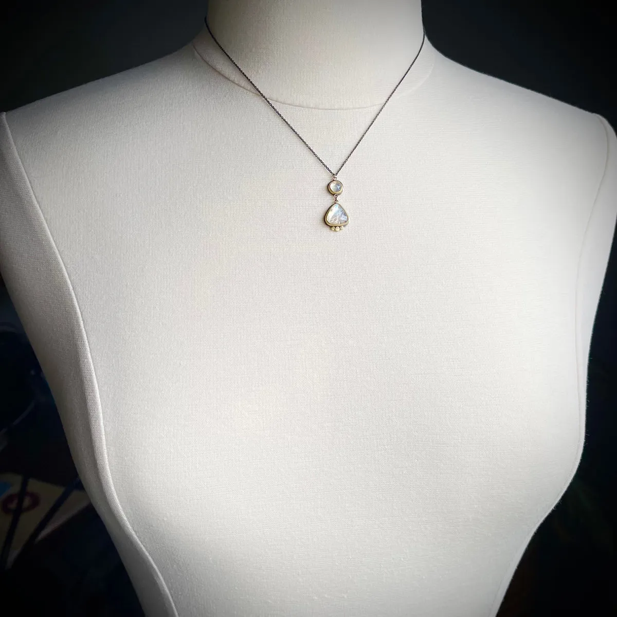 Double Rainbow Moonstone Necklace,Jewelry Delicate & Elegant