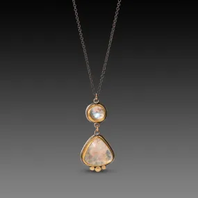 Double Rainbow Moonstone Necklace,Jewelry Delicate & Elegant