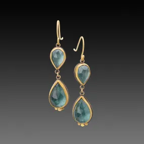 Double Teardrop Aquamarine Earrings,Jewelry Delicate & Elegant