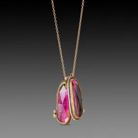 Double Watermelon Tourmaline Necklace,Jewelry Delicate & Elegant
