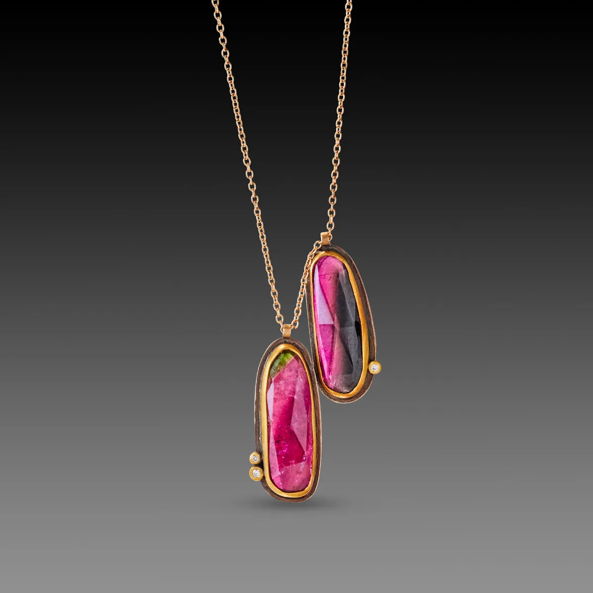 Double Watermelon Tourmaline Necklace,Jewelry Delicate & Elegant
